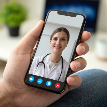 Doctor on phone screen