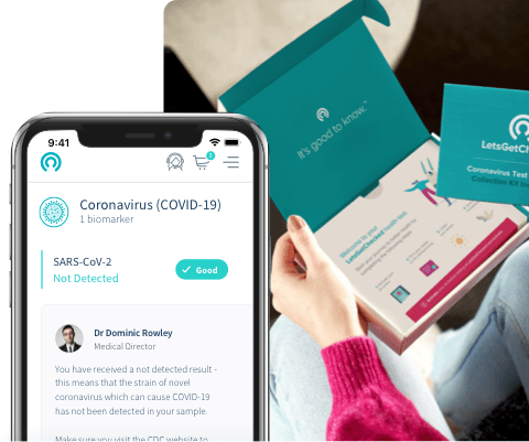 Woman opening an at-home COVID-19 kit for American Airlines passengers