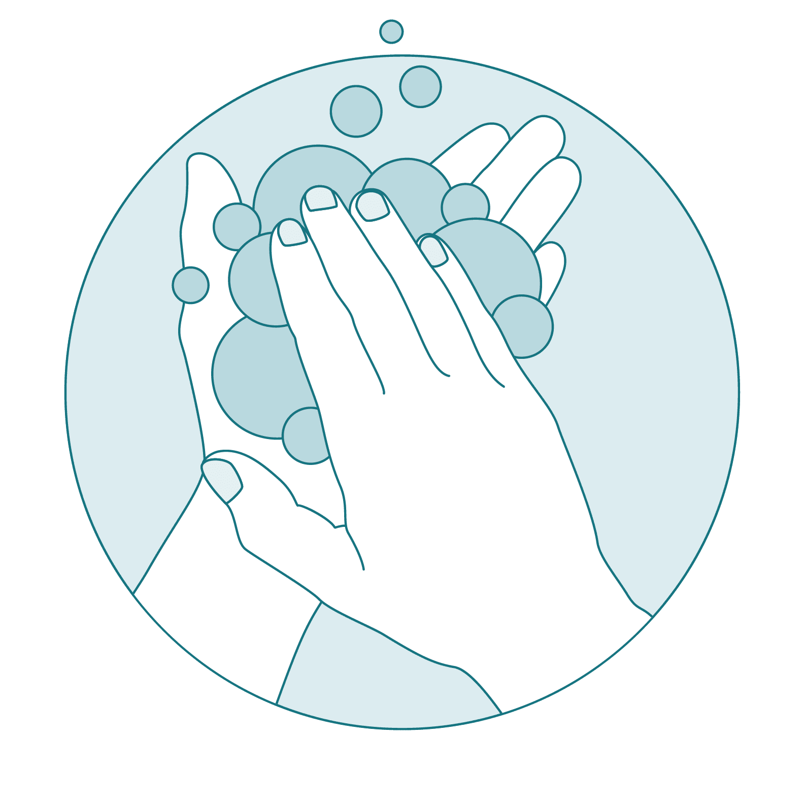 Hands being washed with soapy water.