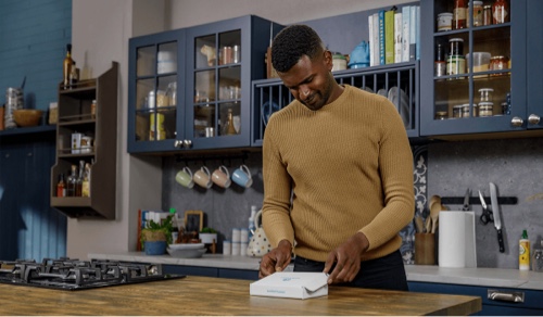 Man taking blood sample